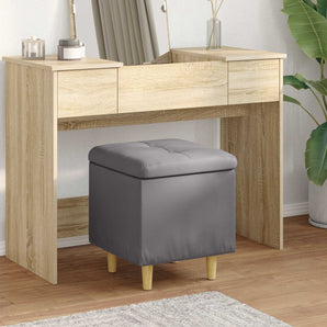 Ottoman cu Depozitare Gri 40 x 40 x 45 cm Piele artificială