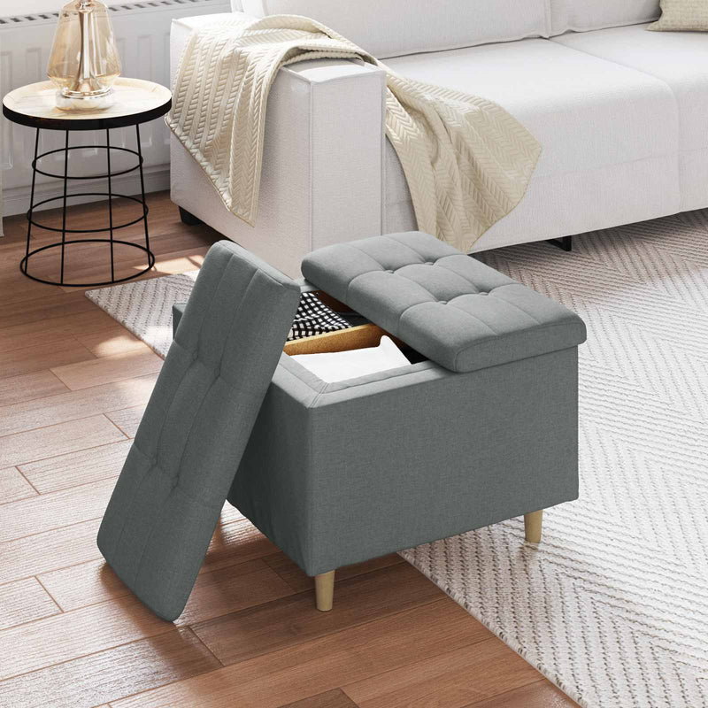Ottoman cu Depozitare Gri închis 60 x 60 x 45 cm țesătură