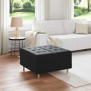 Ottoman cu Depozitare Negru 80 x 80 x 45 cm Catifea