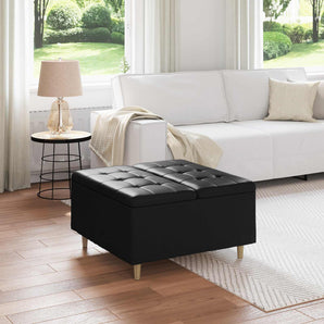 Ottoman cu Depozitare Negru 80 x 80 x 45 cm Piele artificială