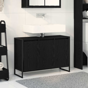 Dulap de Baie Stejar Negru 90 x 30 x 60 cm Lemn prelucrat
