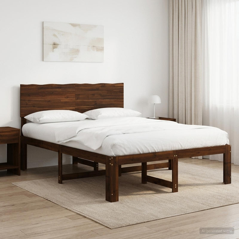 Cadru de pat dublu cu spătar ROSTOCK Maro închis 135 x 190 cm