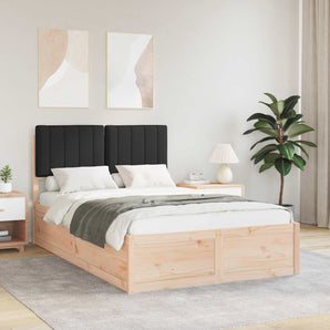 Cadru de pat cu tăblie tapițată cu headboard Negru 120 x 200 cm