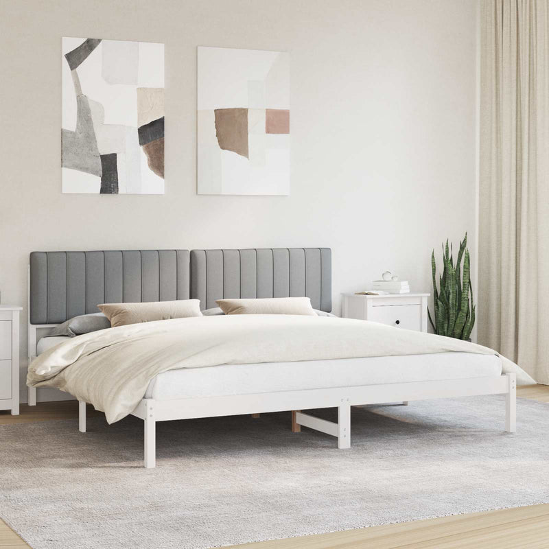 Cadru de pat cu tăblie tapițată Gri deschis 200 x 200 cm