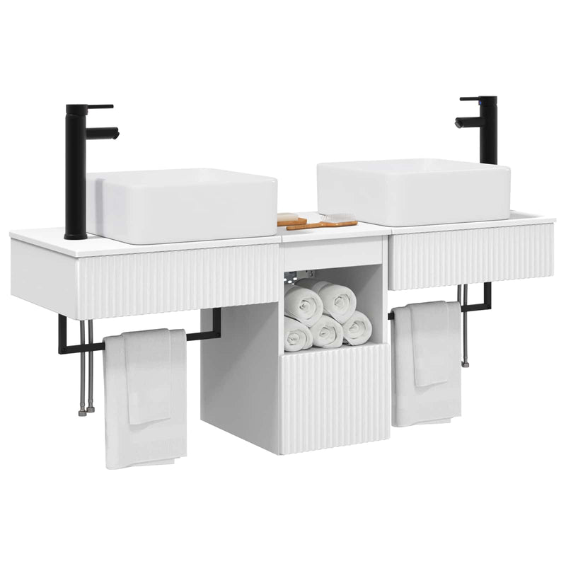 Set de mobilier pentru baie 3 buc. Alb Lemn prelucrat
