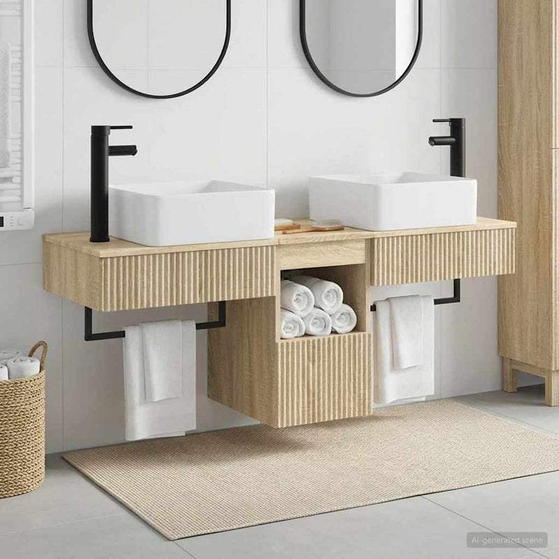Set de mobilier pentru baie 3 buc. Stejar Sonoma Lemn prelucrat