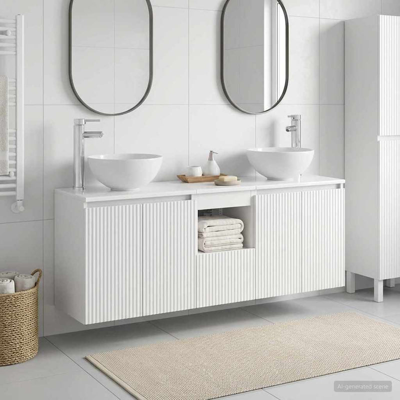 Set dulap baie 3 buc. Alb 129 x 35 x 80 cm Lemn prelucrat