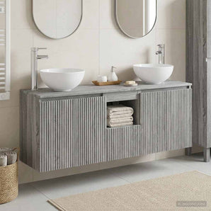 Set dulap baie 3 buc. Sonoma gri 129 x 41 x 80 cm