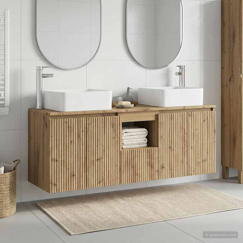 Set dulap baie 3 buc. Stejar Artizanal 135 x 35 x 80 cm
