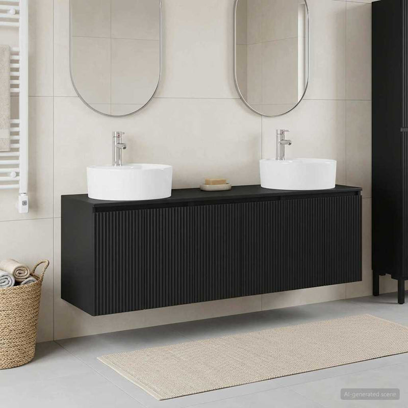 Set dulap baie 3 buc. Negru 161.5 x 44.5 x 82 cm Lemn prelucrat