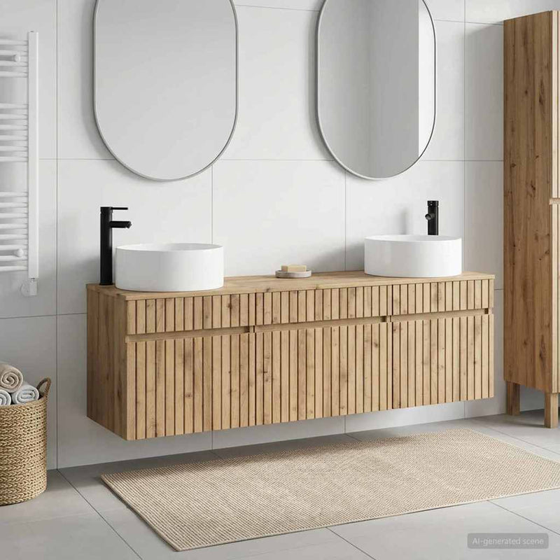 Set dulap baie 3 buc. Stejar Artizanal 49 x 44,5 x 65,5 cm