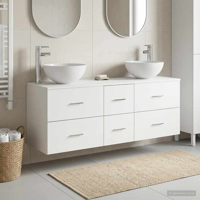 Set dulap baie 3 buc. Alb 49,5 x 35 x 63 cm Lemn prelucrat