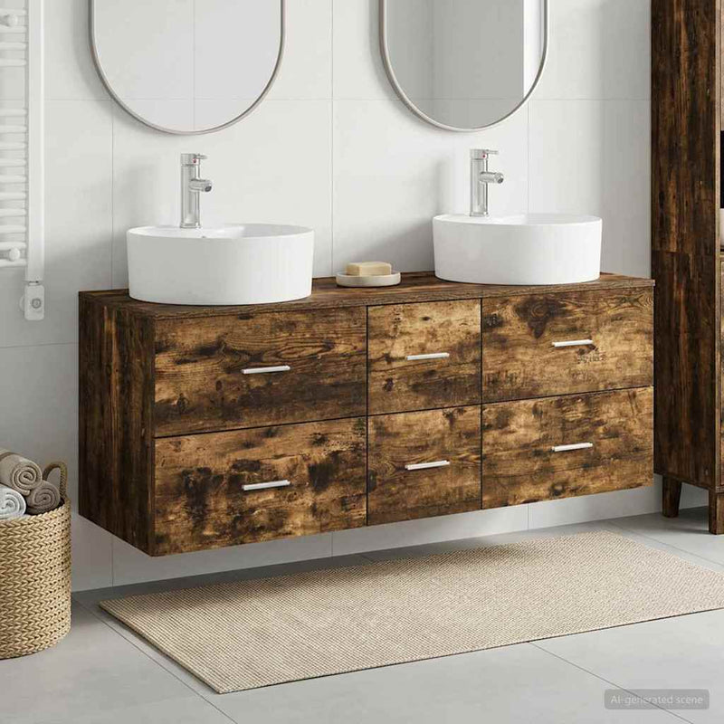 Set de mobilier pentru baie 3 buc. Stejar fumuriu
