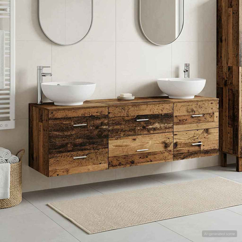 Set de mobilier pentru baie 3 buc. Lemn vechi