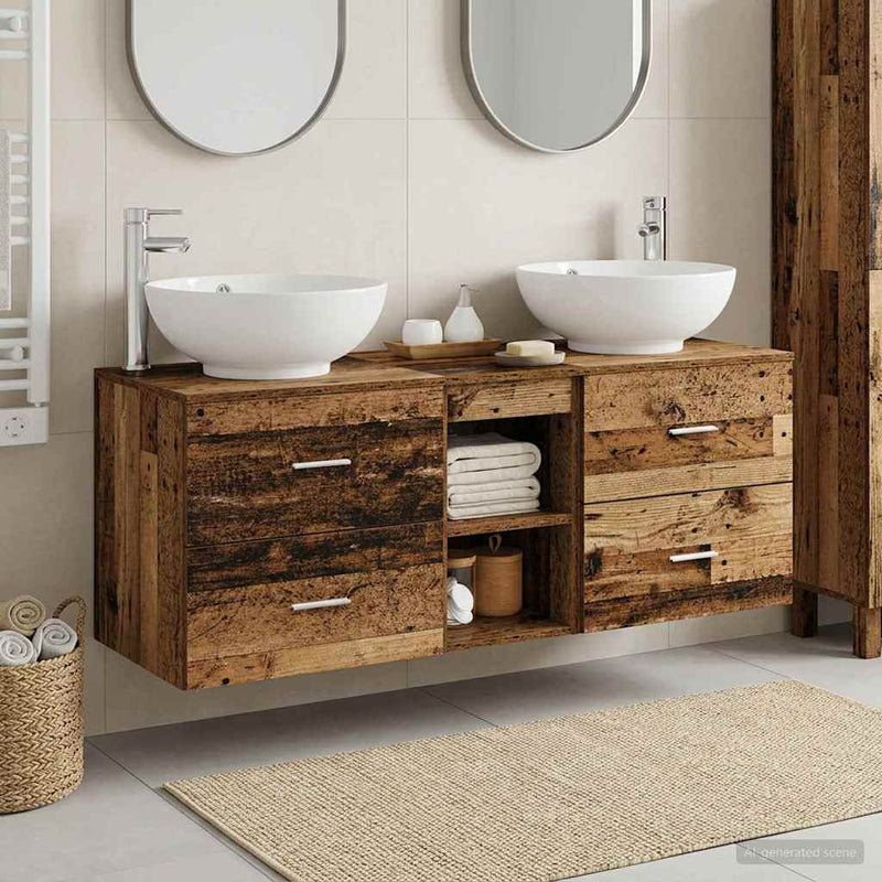Set de mobilier pentru baie 3 buc. Lemn vechi