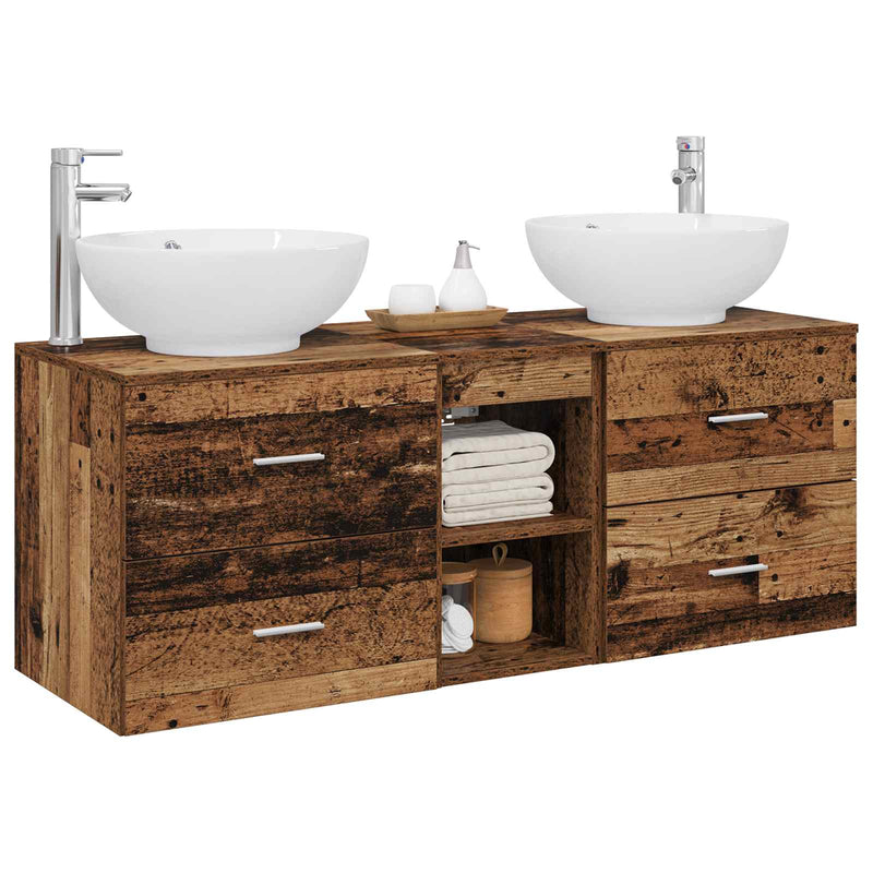 Set de mobilier pentru baie 3 buc. Lemn vechi