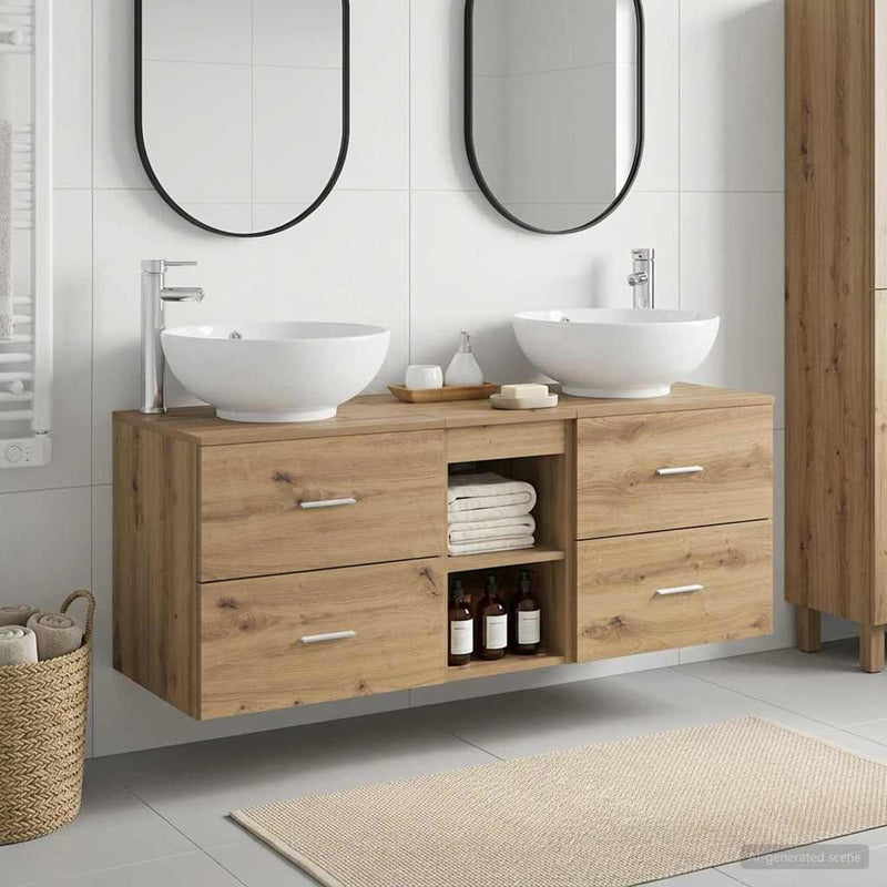 Set de mobilier pentru baie 3 buc. Stejar Artizanal