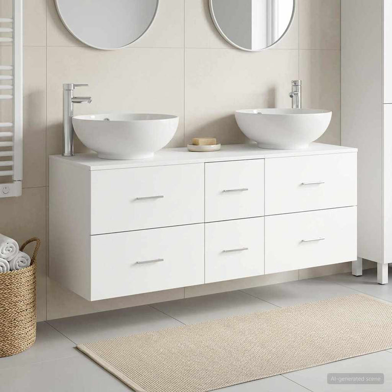 Set de mobilier pentru baie 3 buc. Alb 129 x 44,5 x 80 cm