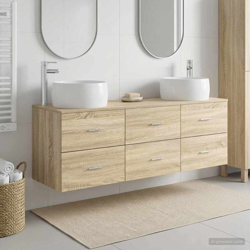 Set de mobilier pentru baie 3 buc. Stejar Sonoma