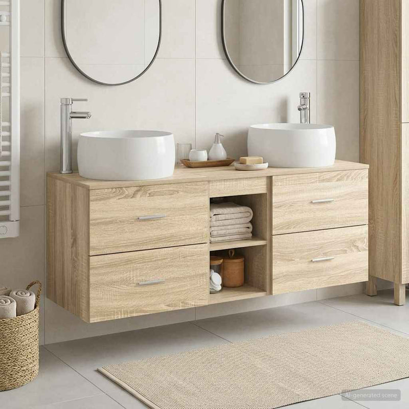 Set de mobilier pentru baie 3 buc. Stejar Sonoma