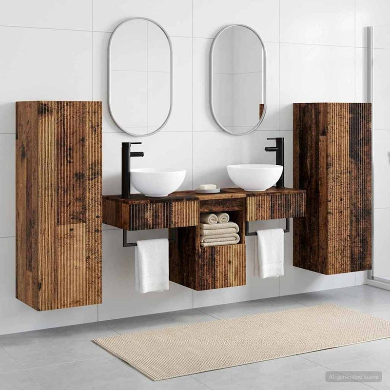 Set de mobilier pentru baie 5 buc. Lemn vechi
