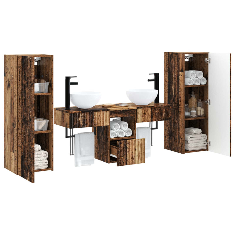 Set de mobilier pentru baie 5 buc. Lemn vechi