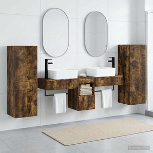Set de mobilier pentru baie 5 buc. Stejar fumuriu