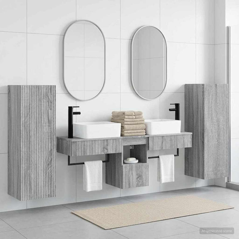 Set de mobilier pentru baie 5 buc. Sonoma gri