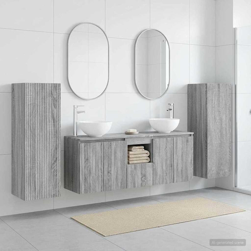 Set de mobilier pentru baie 5 buc. Sonoma gri