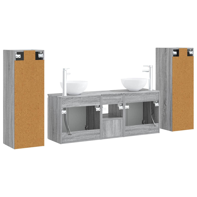 Set de mobilier pentru baie 5 buc. Sonoma gri