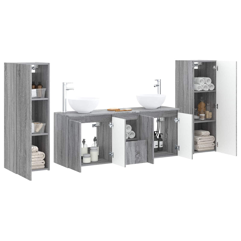 Set de mobilier pentru baie 5 buc. Sonoma gri
