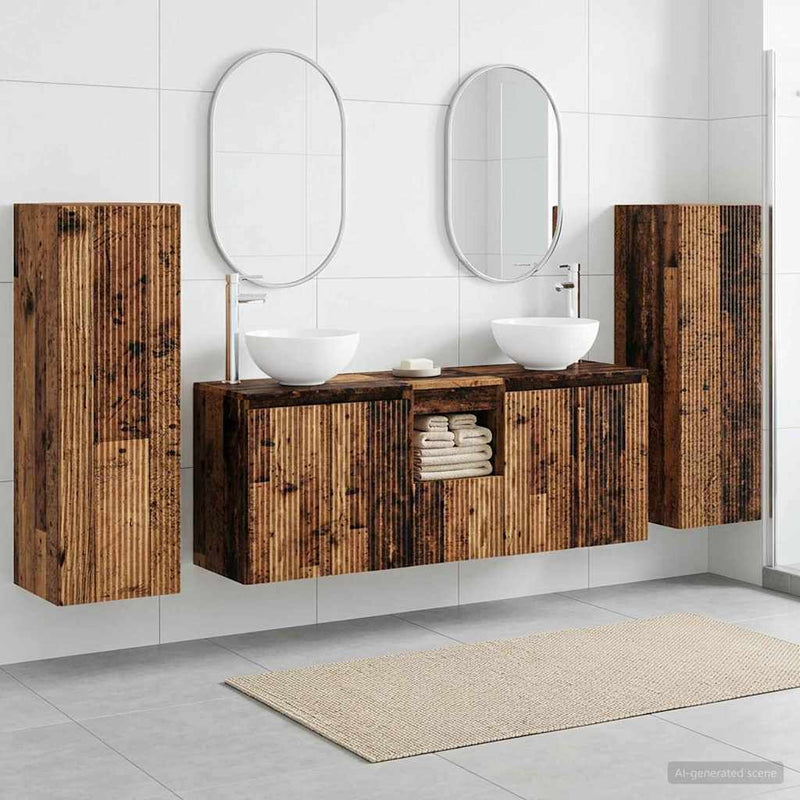 Set de mobilier pentru baie 5 buc. Lemn vechi