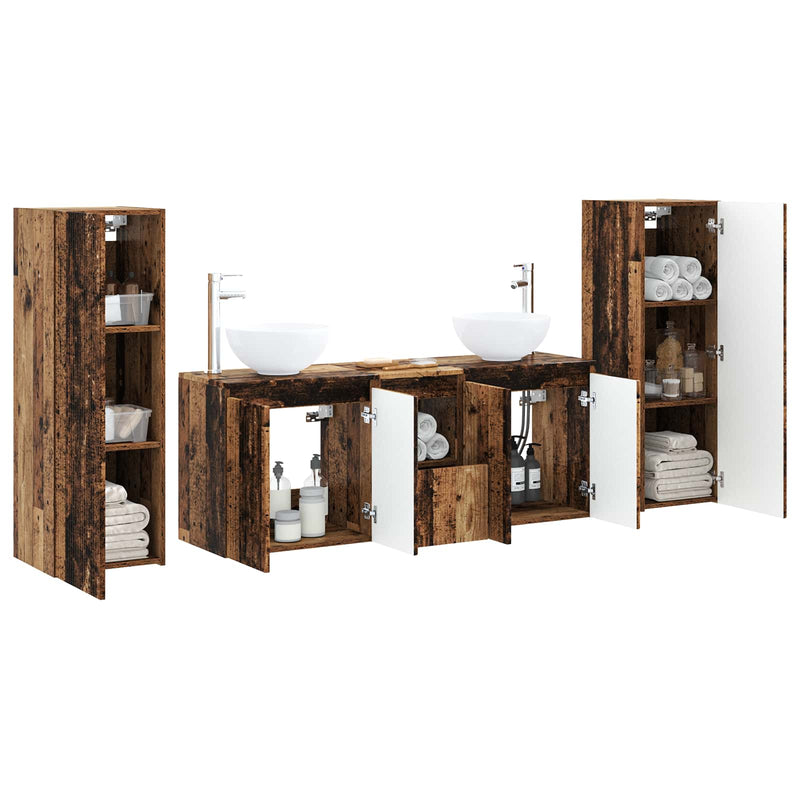 Set de mobilier pentru baie 5 buc. Lemn vechi
