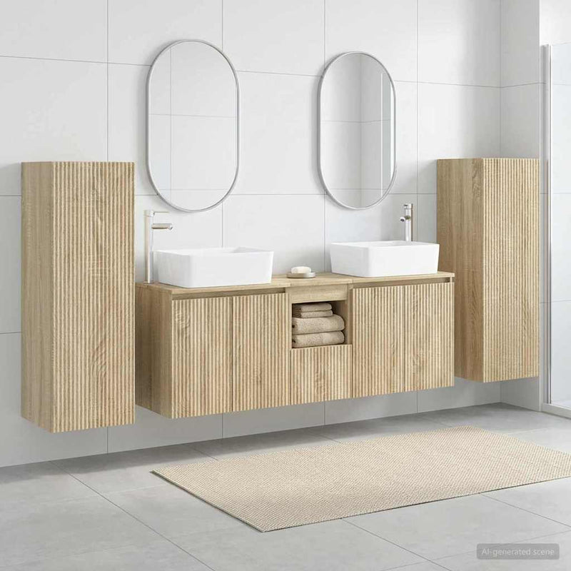Set de mobilier pentru baie 5 buc. Stejar Sonoma