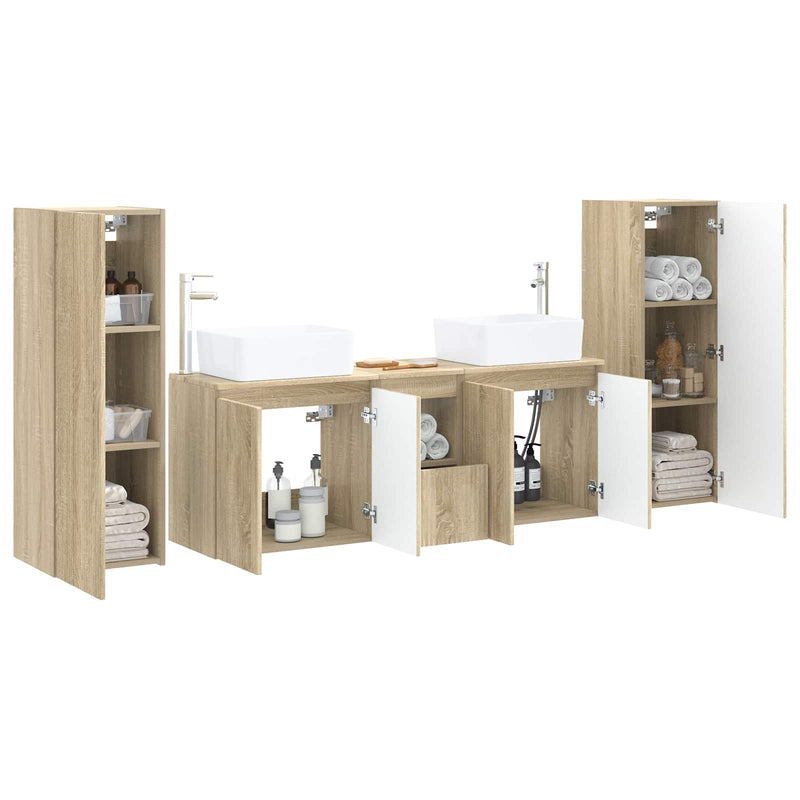Set de mobilier pentru baie 5 buc. Stejar Sonoma