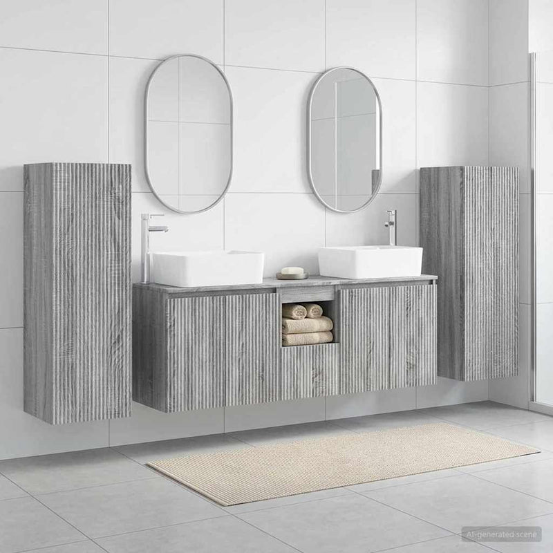Set de mobilier pentru baie 5 buc. Sonoma gri