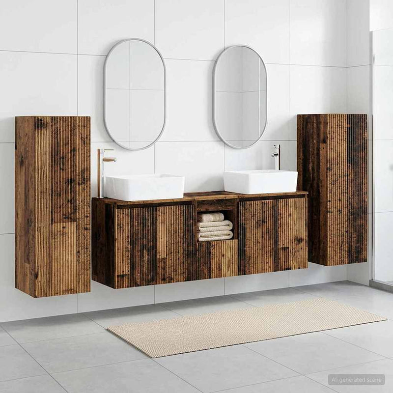 Set de mobilier pentru baie 5 buc. Lemn vechi