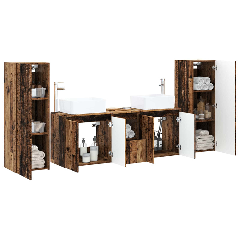 Set de mobilier pentru baie 5 buc. Lemn vechi