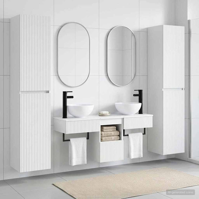 Set de mobilier pentru baie 5 buc. Alb 33 x 34,5 x 160 cm