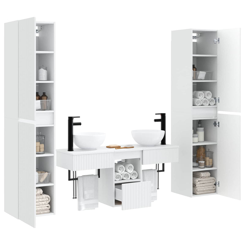 Set de mobilier pentru baie 5 buc. Alb 33 x 34,5 x 160 cm
