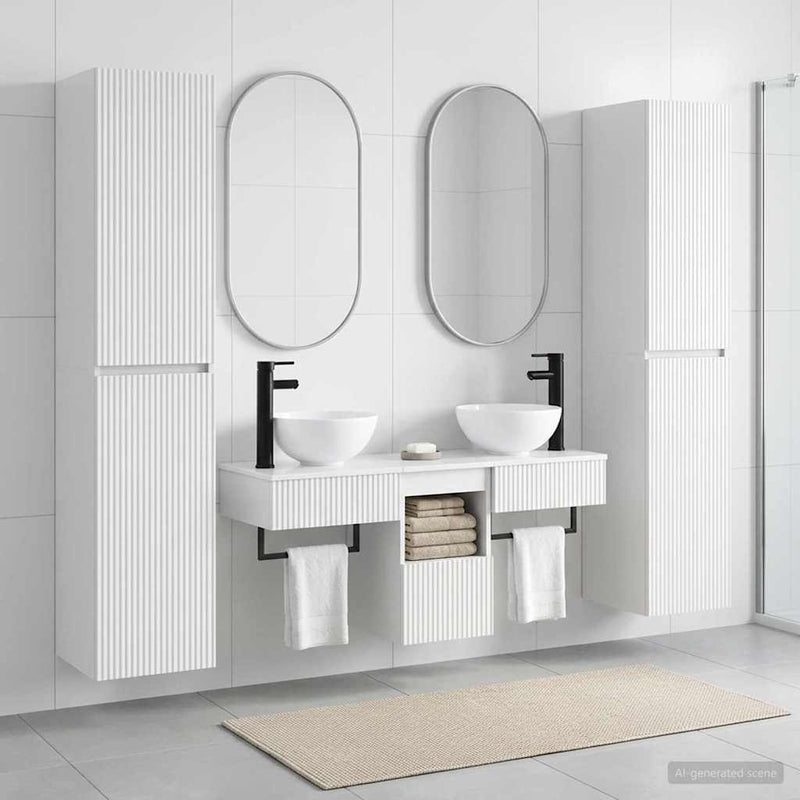 Set de mobilier pentru baie 5 buc. Alb foarte lucios