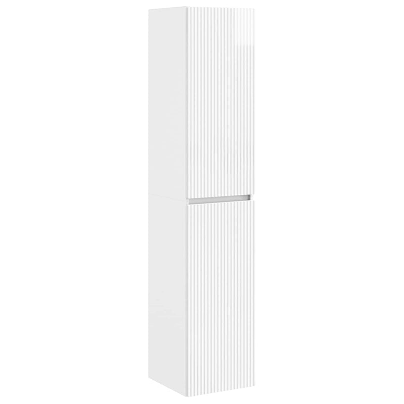 Set de mobilier pentru baie 5 buc. Alb foarte lucios