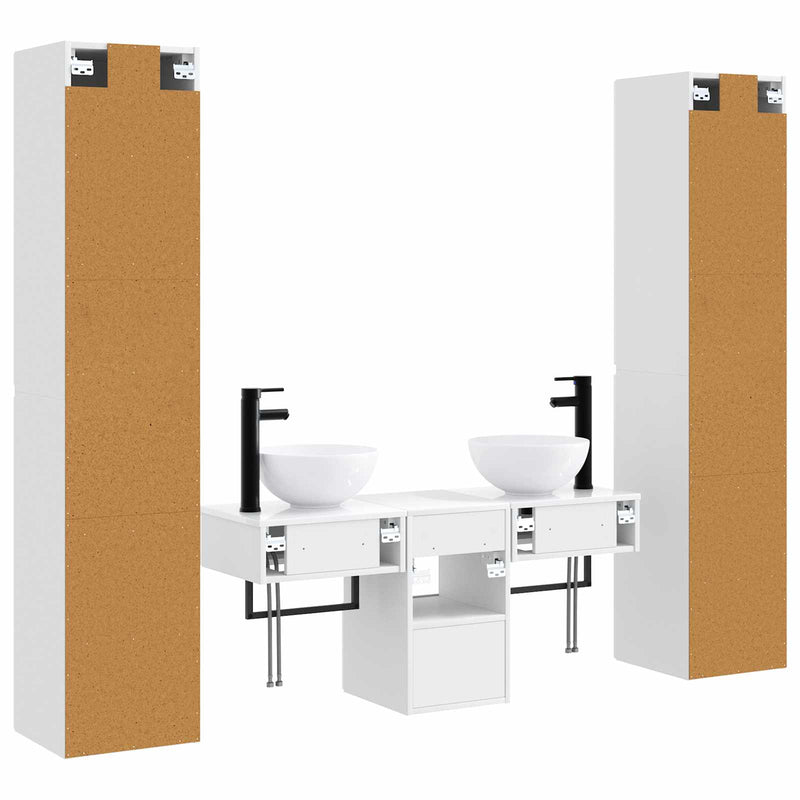 Set de mobilier pentru baie 5 buc. Alb foarte lucios