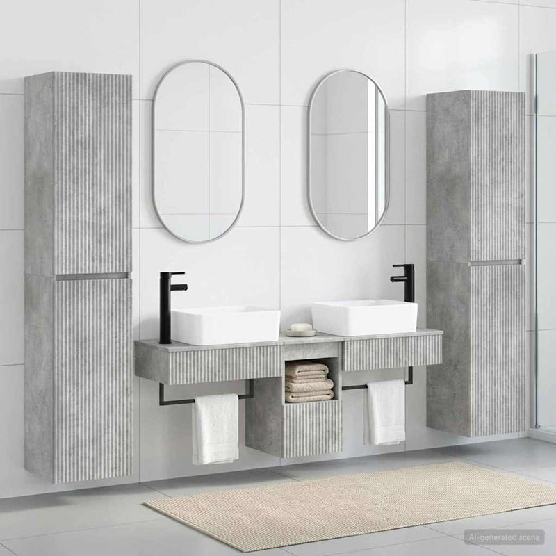 Set de mobilier pentru baie 5 buc. Gri Beton 33 x 34,5 x 160 cm
