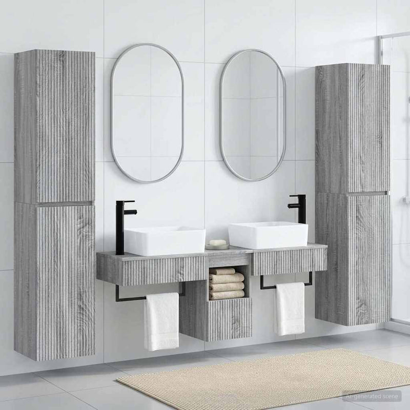 Set de mobilier pentru baie 5 buc. Sonoma gri