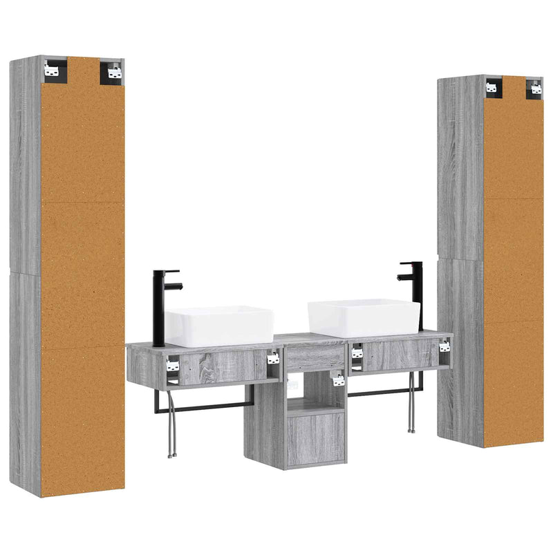 Set de mobilier pentru baie 5 buc. Sonoma gri