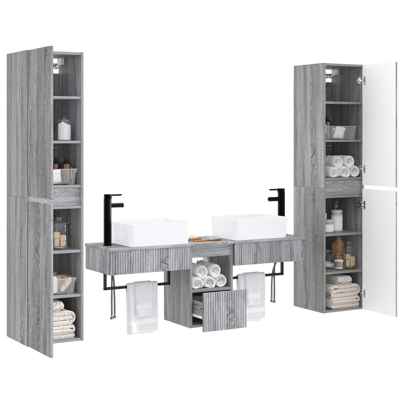 Set de mobilier pentru baie 5 buc. Sonoma gri