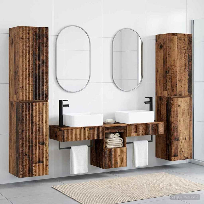 Set de mobilier pentru baie 5 buc. Lemn vechi