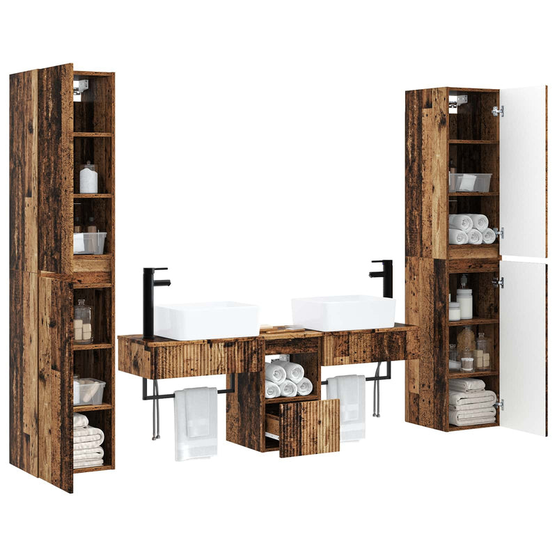 Set de mobilier pentru baie 5 buc. Lemn vechi
