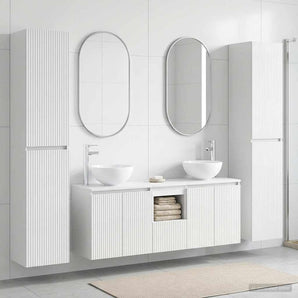 Set de mobilier pentru baie 5 buc. Alb foarte lucios